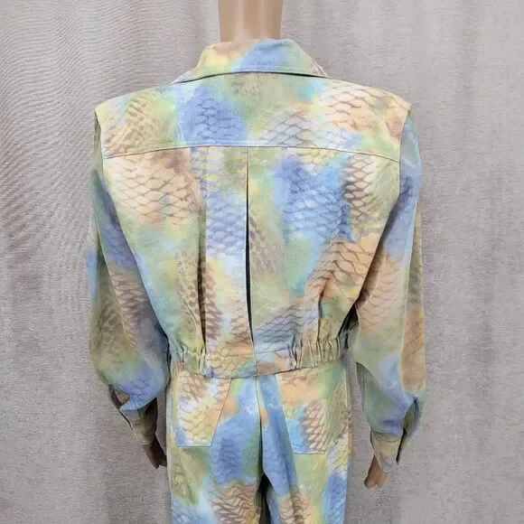 Opal Vintage Denim Abstract Snakeskin Colorful Denim Jacket & Jeans Matching Set - Picture 8 of 16